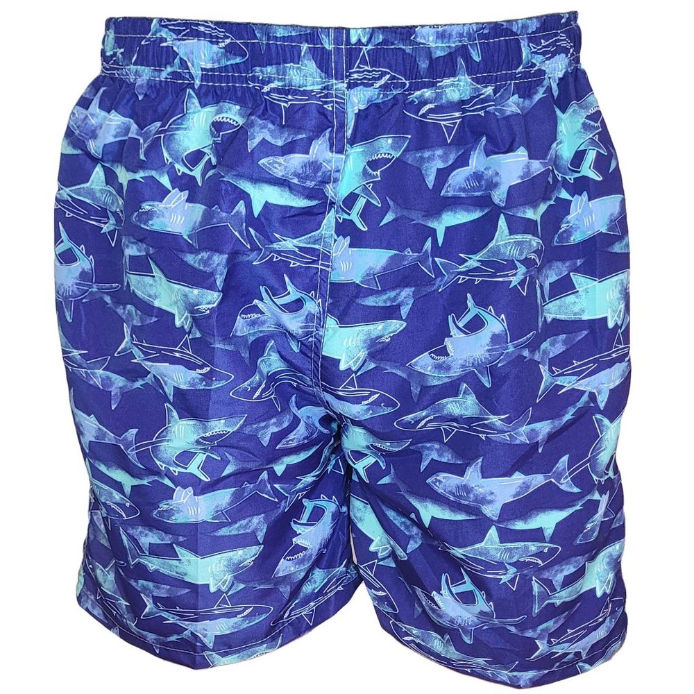 Men's Swim Trunks, Men Swimming Shorts,  Beach Board SwimwWear Suit, Blue Sharks - Picture 2 of 5